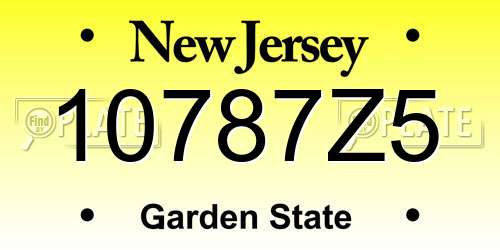 10787Z5 New Jersey License Plate