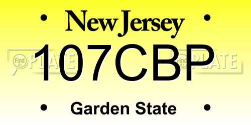107CBP New Jersey License Plate