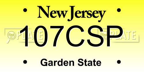 107CSP New Jersey License Plate