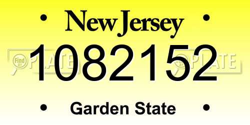 1082152 New Jersey License Plate