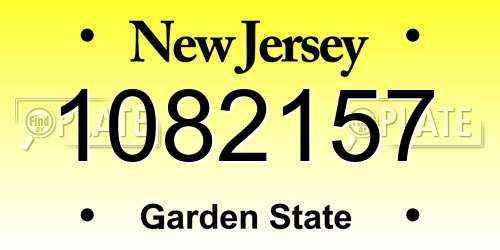 1082157 New Jersey License Plate