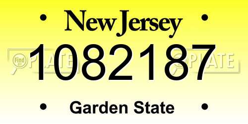 1082187 New Jersey License Plate