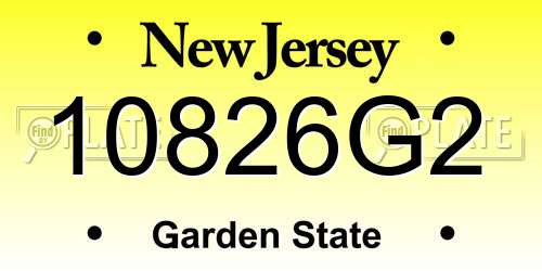 10826G2 New Jersey License Plate