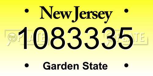 1083335 New Jersey License Plate