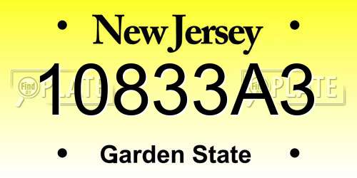 10833A3 New Jersey License Plate