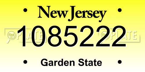 1085222 New Jersey License Plate