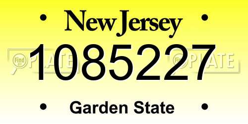 1085227 New Jersey License Plate
