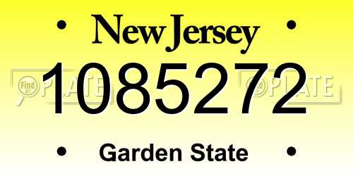 1085272 New Jersey License Plate