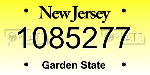 1085277 New Jersey License Plate