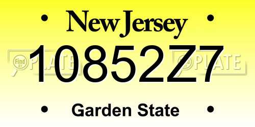 10852Z7 New Jersey License Plate