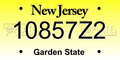 10857Z2 New Jersey License Plate
