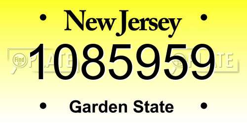 1085959 New Jersey License Plate