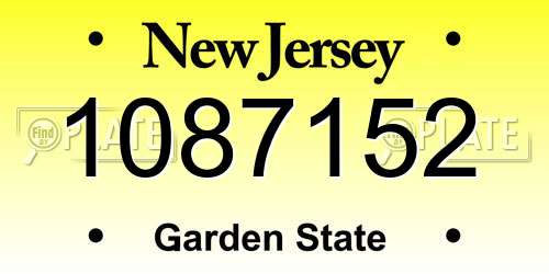 1087152 New Jersey License Plate