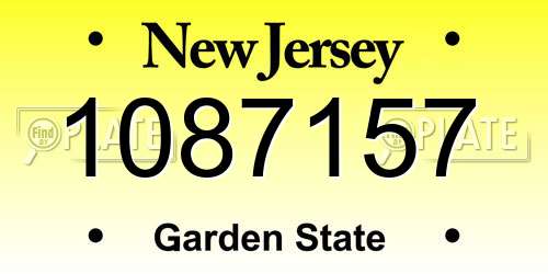1087157 New Jersey License Plate