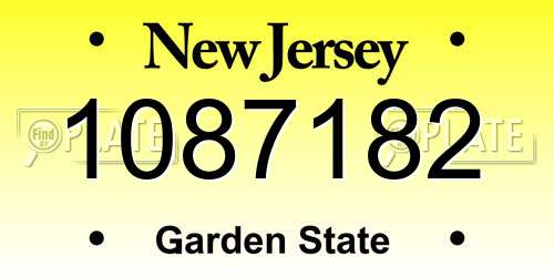 1087182 New Jersey License Plate