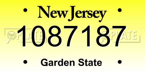 1087187 New Jersey License Plate