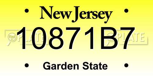 10871B7 New Jersey License Plate