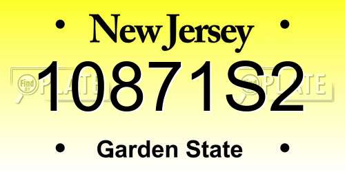 10871S2 New Jersey License Plate