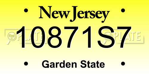 10871S7 New Jersey License Plate