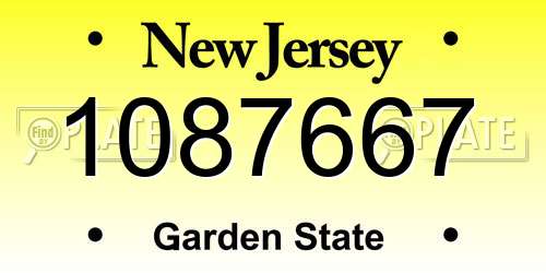 1087667 New Jersey License Plate
