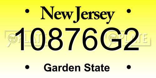 10876G2 New Jersey License Plate