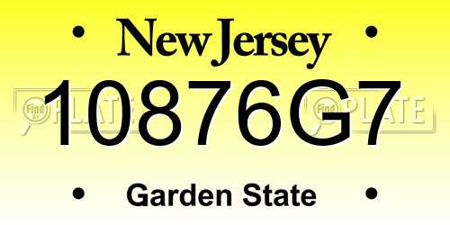 10876G7 New Jersey License Plate