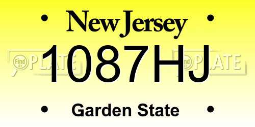 1087HJ New Jersey License Plate