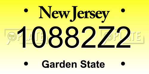 10882Z2 New Jersey License Plate
