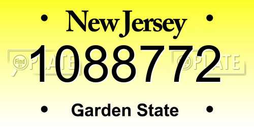 1088772 New Jersey License Plate