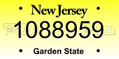 1088959 New Jersey License Plate