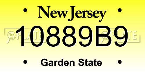 10889B9 New Jersey License Plate