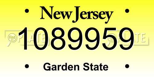 1089959 New Jersey License Plate