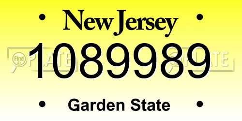 1089989 New Jersey License Plate