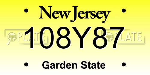 108Y87 New Jersey License Plate