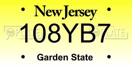 108YB7 New Jersey License Plate