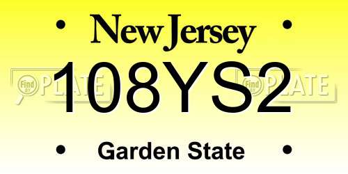 108YS2 New Jersey License Plate