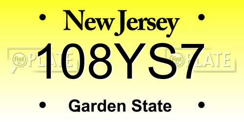 108YS7 New Jersey License Plate