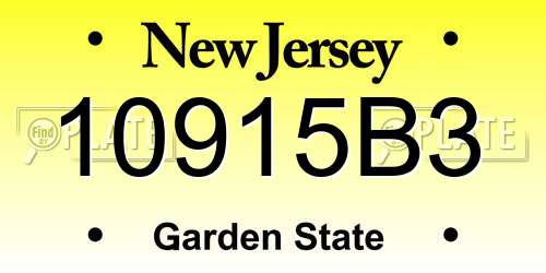 10915B3 New Jersey License Plate