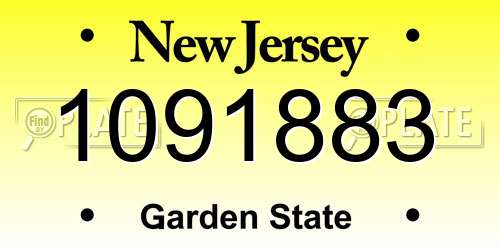 1091883 New Jersey License Plate