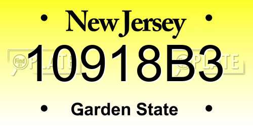 10918B3 New Jersey License Plate