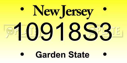 10918S3 New Jersey License Plate