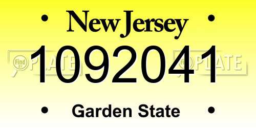1092041 New Jersey License Plate
