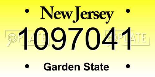 1097041 New Jersey License Plate
