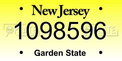 1098596 New Jersey License Plate