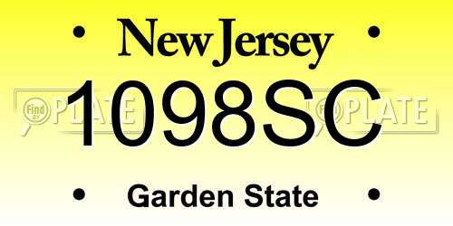 1098SC New Jersey License Plate