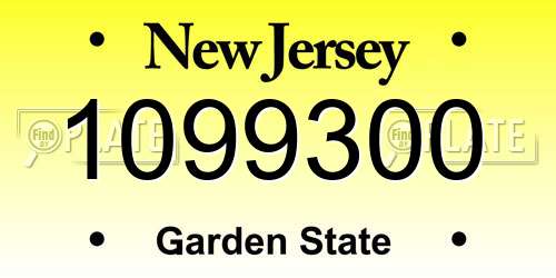 1099300 New Jersey License Plate