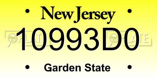 10993D0 New Jersey License Plate