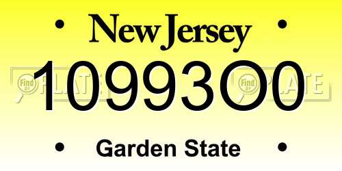 10993O0 New Jersey License Plate