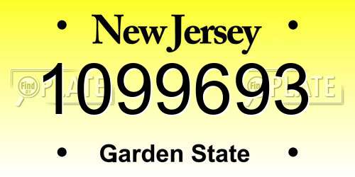 1099693 New Jersey License Plate