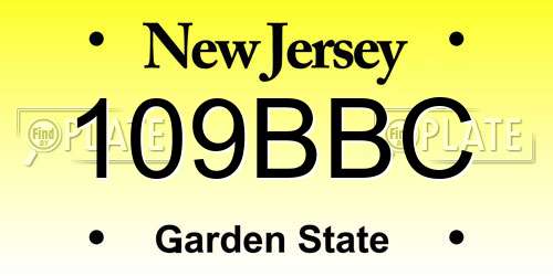 109BBC New Jersey License Plate